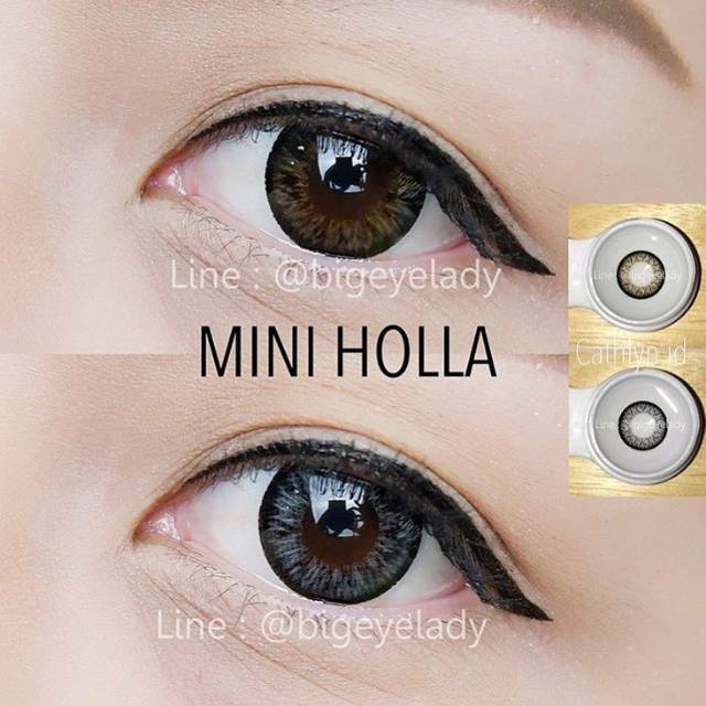 ORIGINAL Softlens Kitty Kawaii Mini Holla (Natural Big Eyes) Warna Gray Grey Brown Minus Murah Sofle