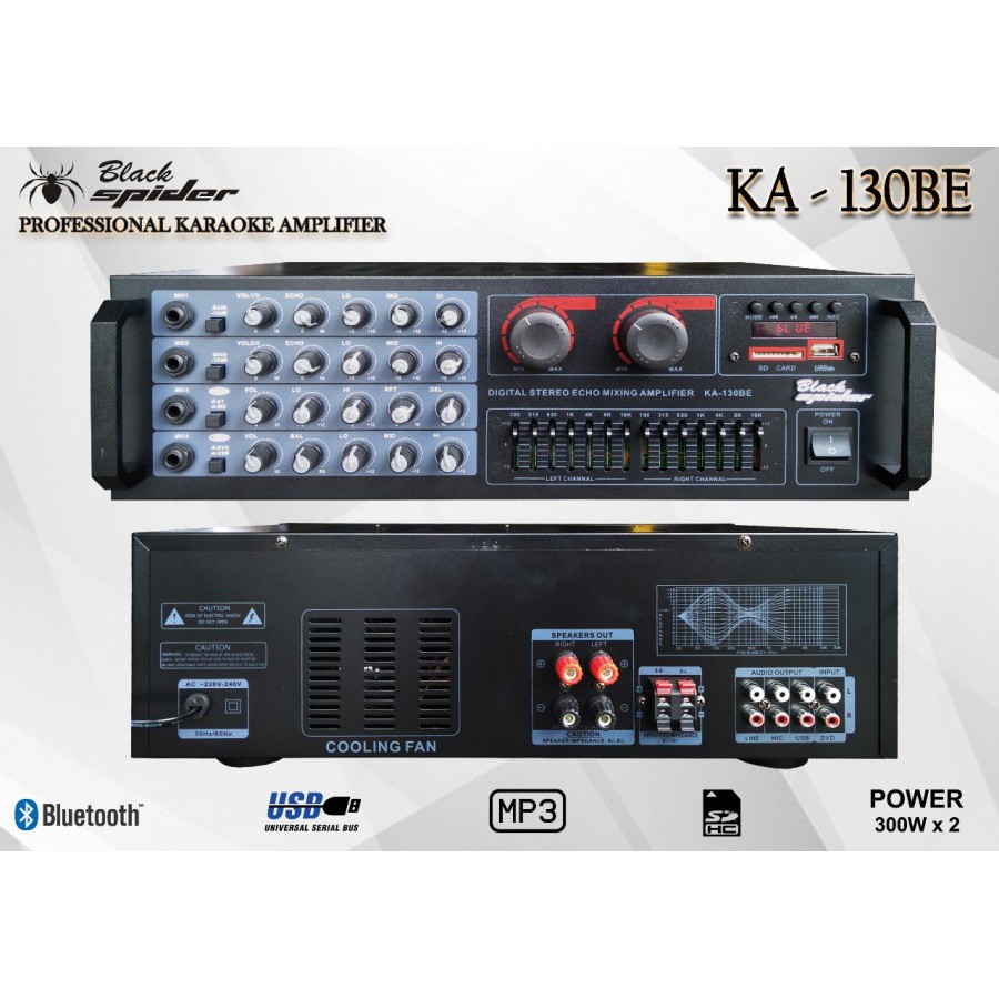 Ampli Karaoke Blackspider KA-130BE KA 130 BE Power Amplifier