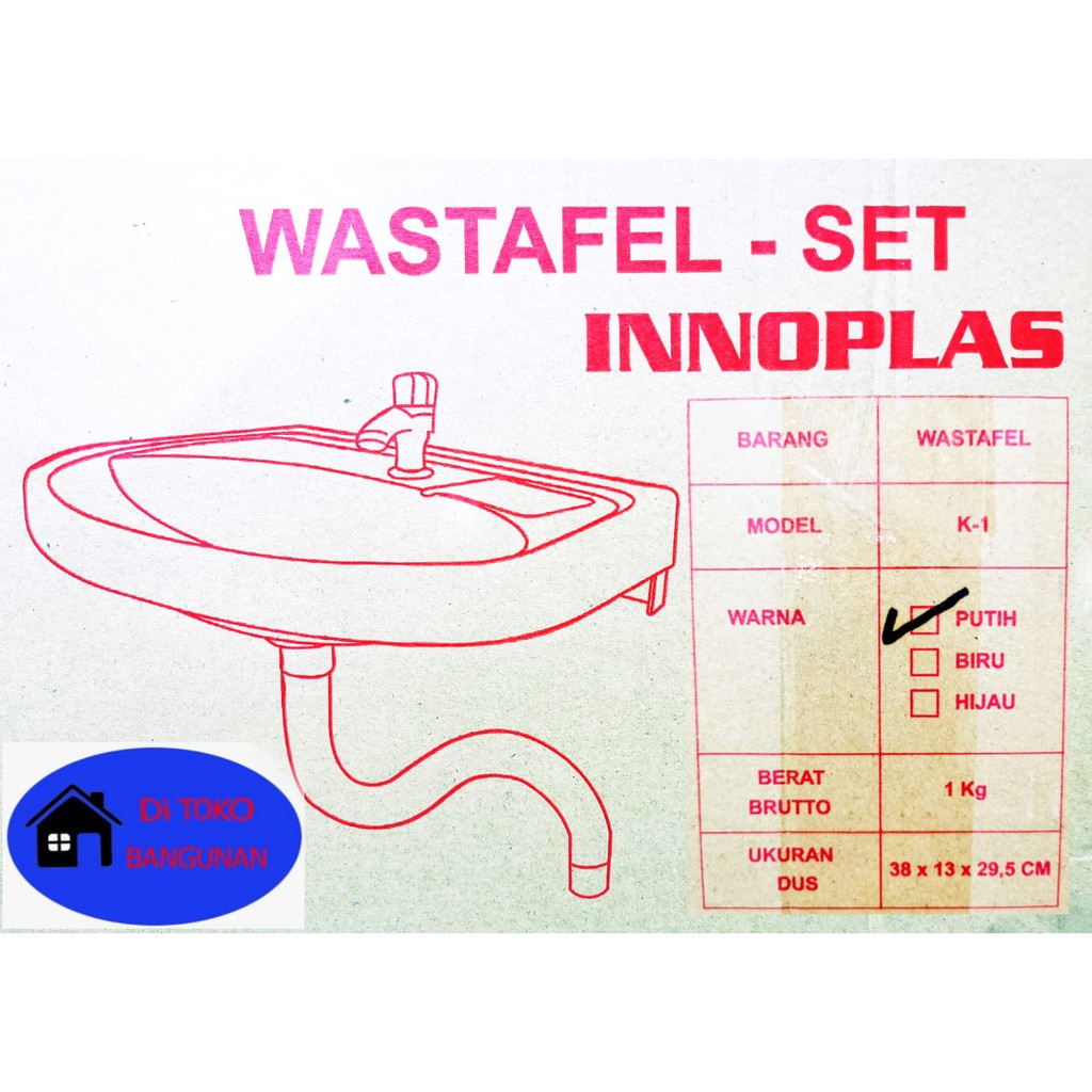 Wastafel PVC INNOPLAS Biru/Putih 1 Set