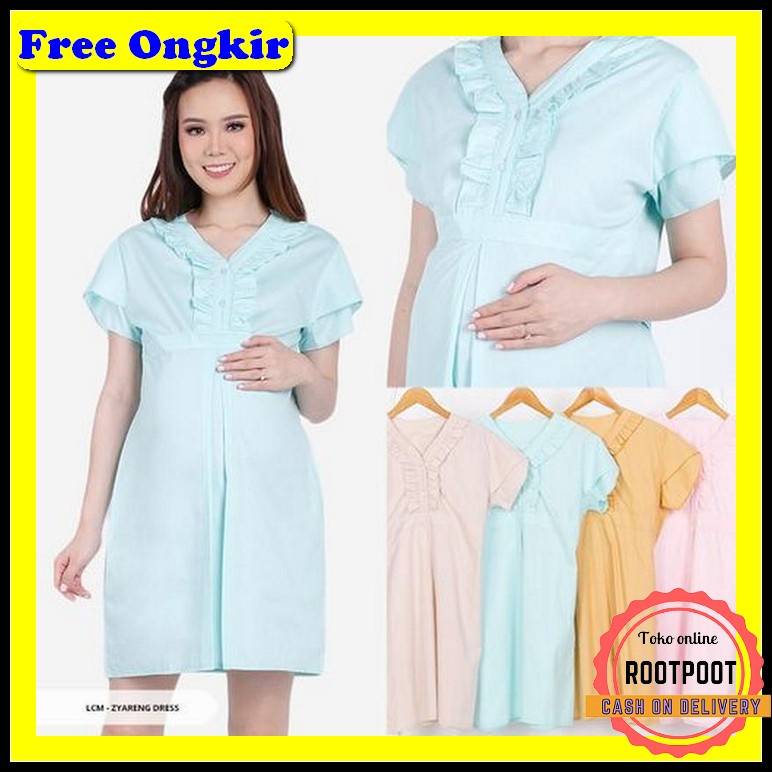Lolia Midi Dress By Moela Baju Atasan Midi Dress Wanita Daster Baju Ib Dress Hamil Dan Menyusui/Ba