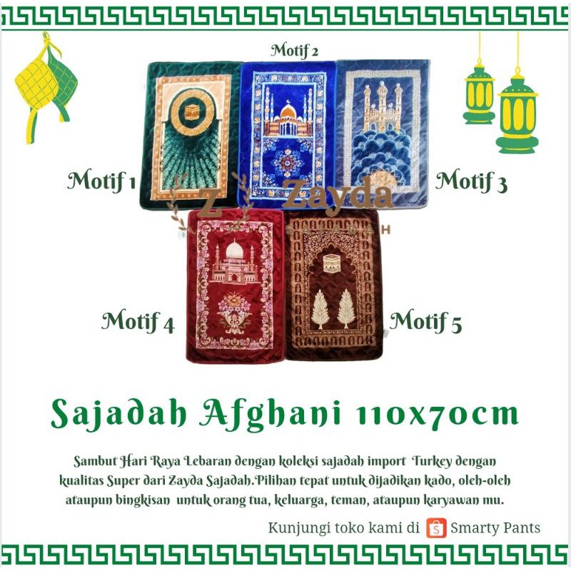 Sajadah Busa Anti Slip Anti Licin Tebal Afghani tanpa Rumbai kualitas premium import / prayer rug