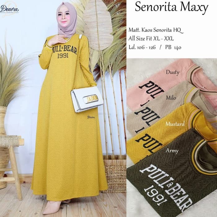 Baju Gamis wanita terbaru kaos senorita HQ tebal halus Senorita Maxy