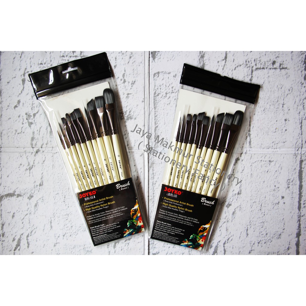 Kuas Cat Air Minyak Lukis Acrylic Brush Joyko BR-15 (1 Set 10 Pcs)