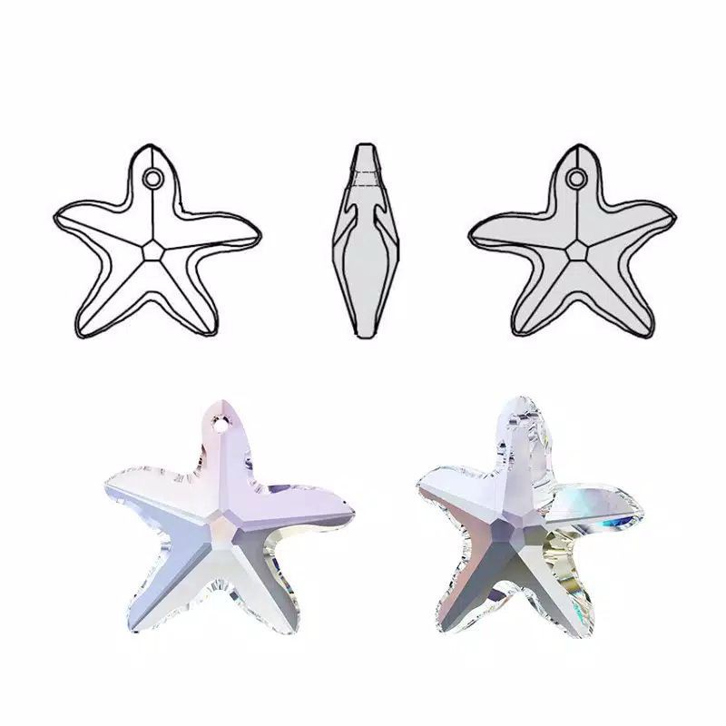 Crystal Starfish Pendant | Liontin Kristal Bentuk Bintang Laut | Gratis Pengait Liontin