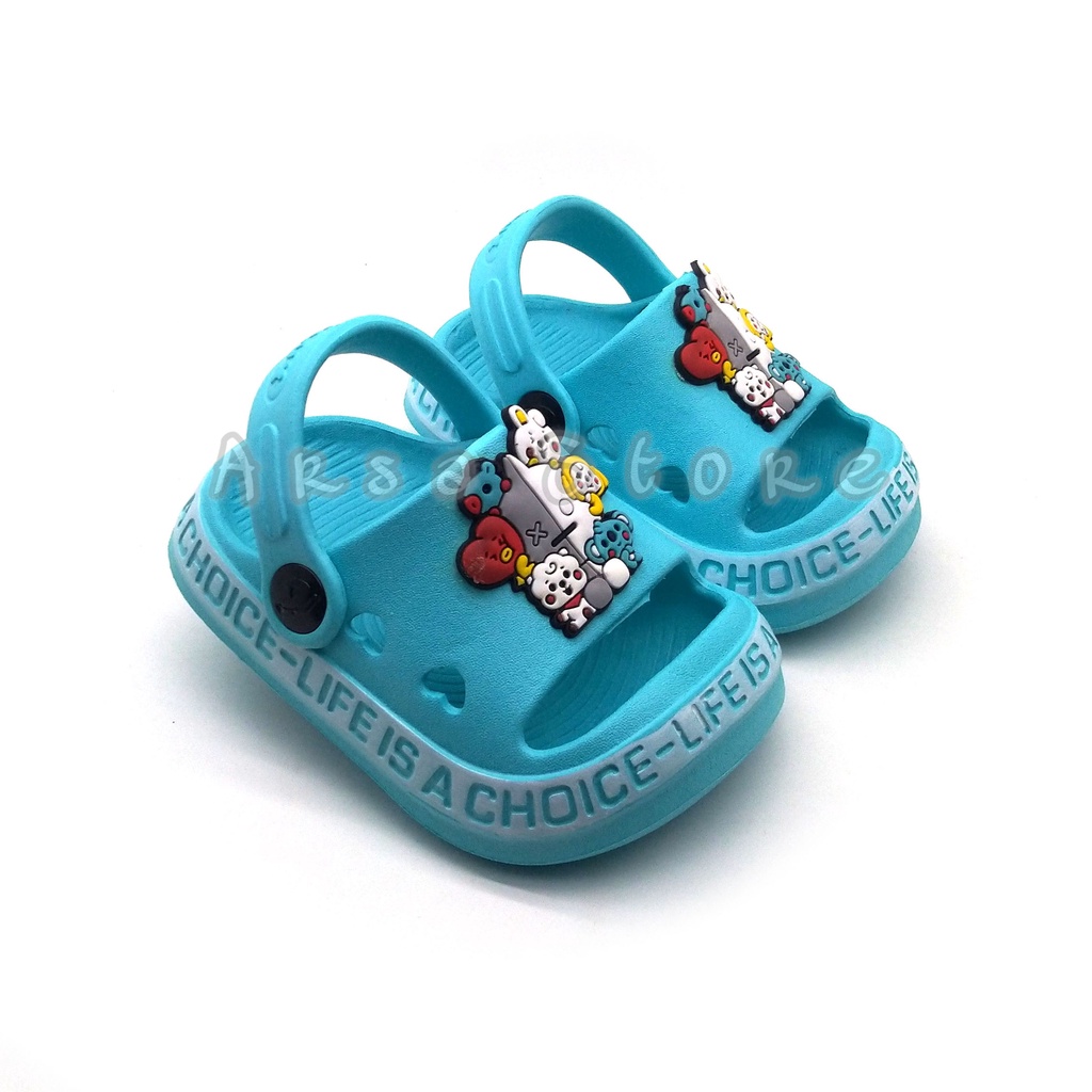 Sendal Baim BTS Anak Perempuan Umur 1 2 3 4 tahun / Sandal Anak Cewek Motif BT21 Terbaru / Kado Lucu Untuk Anak