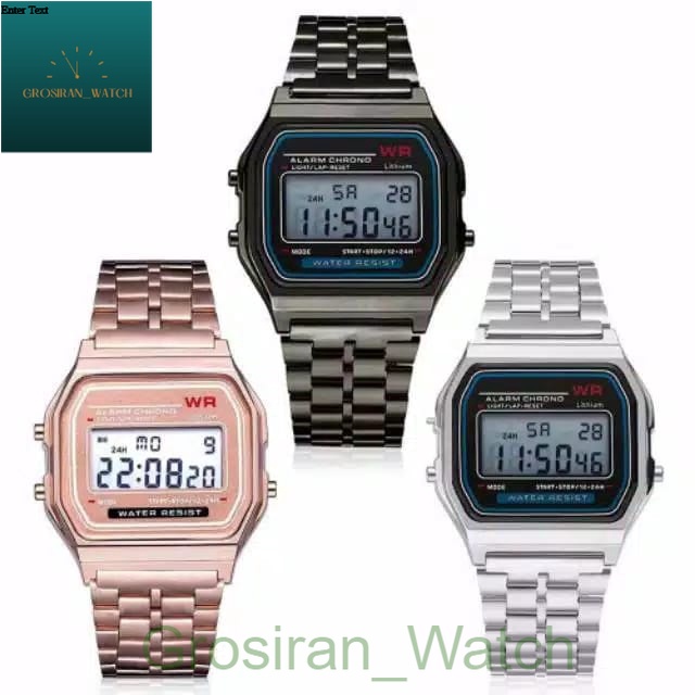 Jam Tangan Wanita Digital Kotak Rantai Model Casio [G_W]