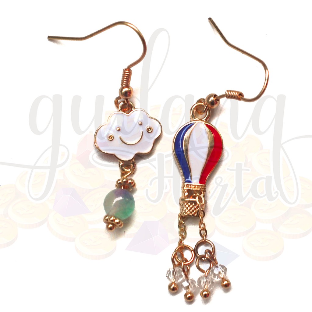 Anting Asimetris Cloud and Air Balloon Lucu Unik Kado Hadiah GH 203335