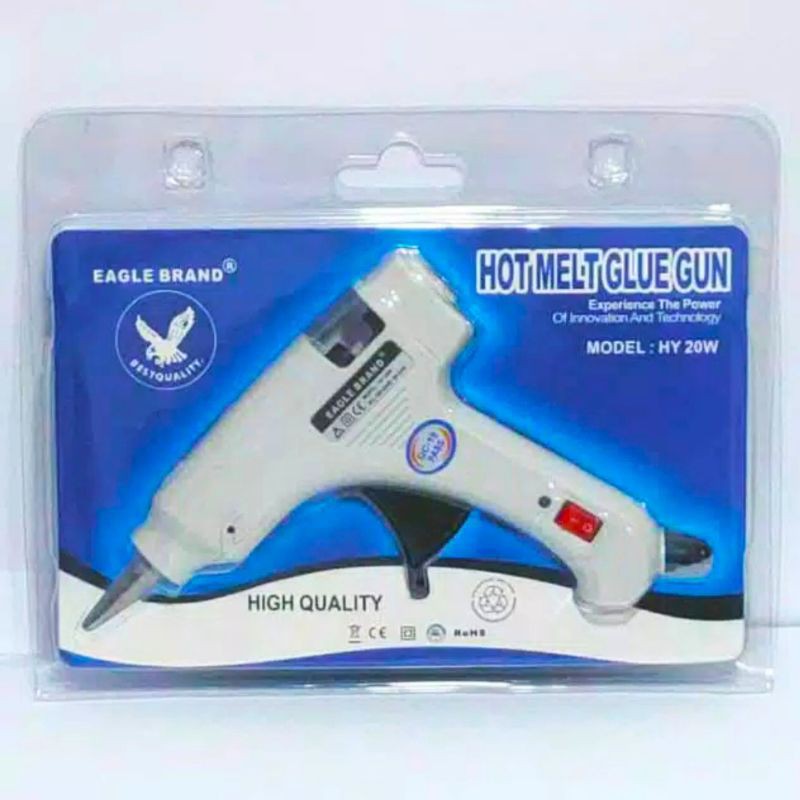 Glue Gun Kecil Eagle Brand HY 20Wat + lem lilin 10Pcs