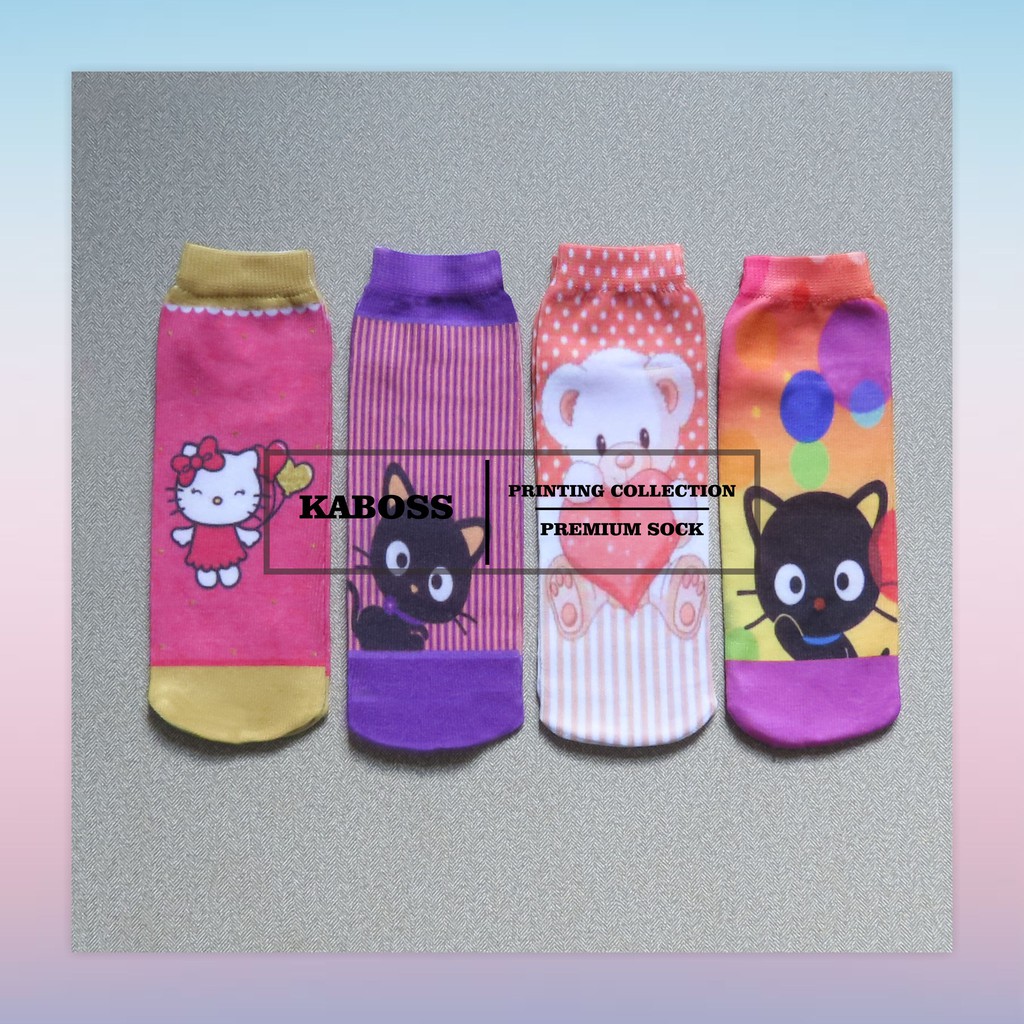 Kaboss Kaos Kaki Anak Non Jempol Printing Motif Karakter Hello Kitty, Cat, Conny G