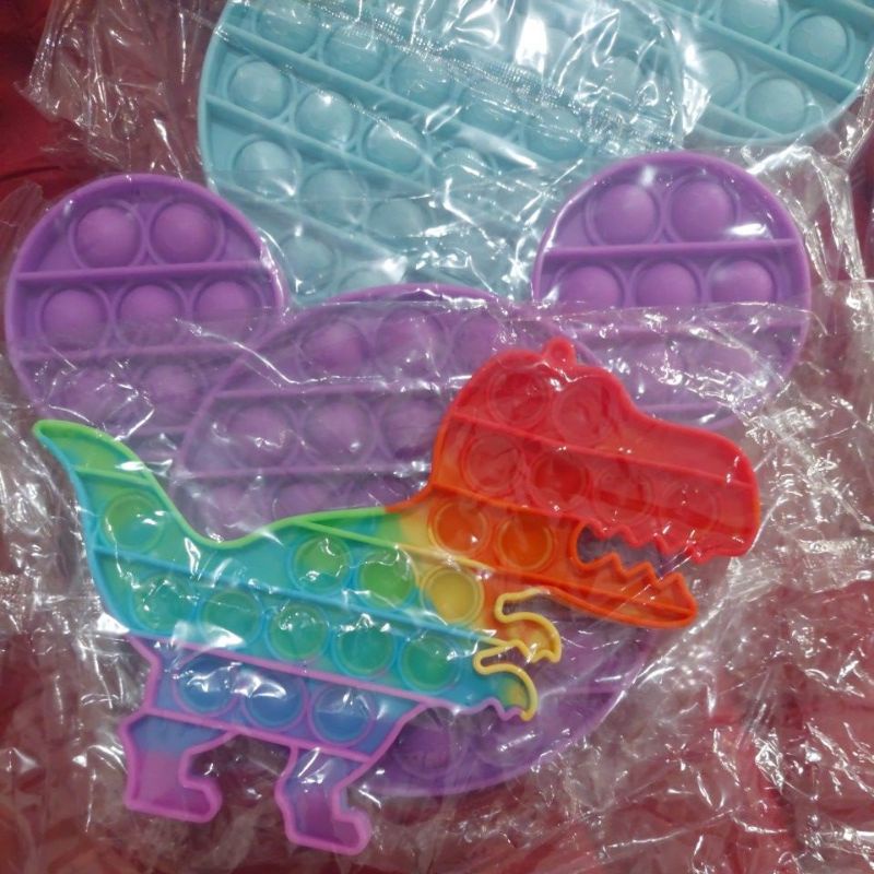 《READY STOCK 50+ JENIS》 Mainan Anak Pop it Fidget Unicorn Rainbow Versi 1-Dino Rainbow mini