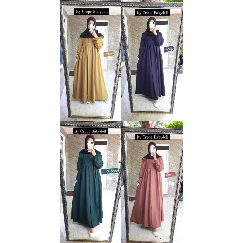 [Promo Flash sale] Gamis Babydol basic polos Ity crepe mewah Seri 1 size S-M-L-XL-XXXL By Delanijab-7