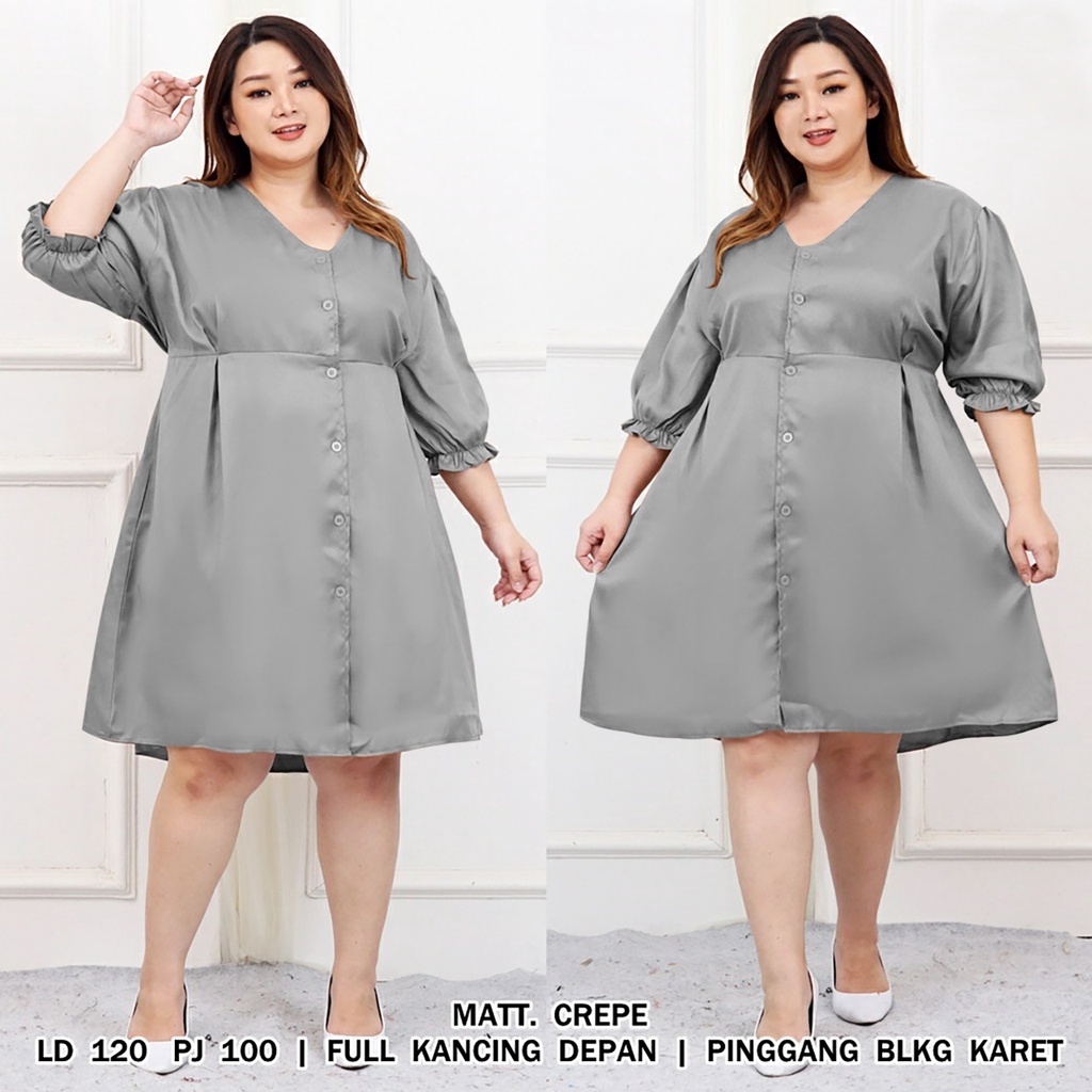 WSE390 - Dress Olin BIG SIZE Mosscrepe UK XXXL LD 120 CM PJ 100 CM Dress Wanita Jumbo 3XL PREMIUM QUALITY