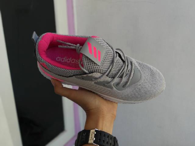 Sepatu Adidas Alphabounce 2.0 Grey Pink Import Vietnam Premium Sneakers Running Senam Fitnes Kado