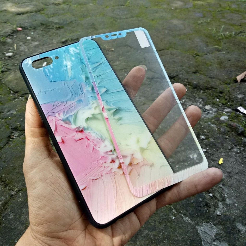 Case Oppo A3S Realme C1 360 Marble Best Seller Free Tempered Glass