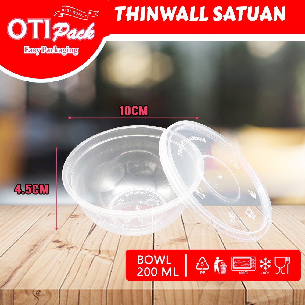 SATUAN Thinwall Mangkuk 200ml/ Food Container Bowl/Tempat Makanan Plastik/ Tempat Bekal/ Mangkuk Plastik OTBS200