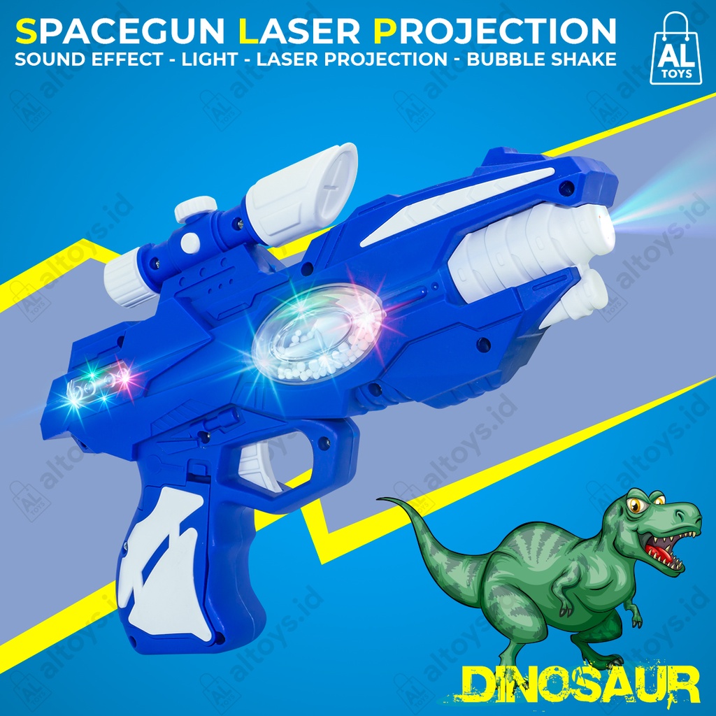 Mainan Pistol Laser Proyektor Dino Lampu dan Sound Effect Space Guns