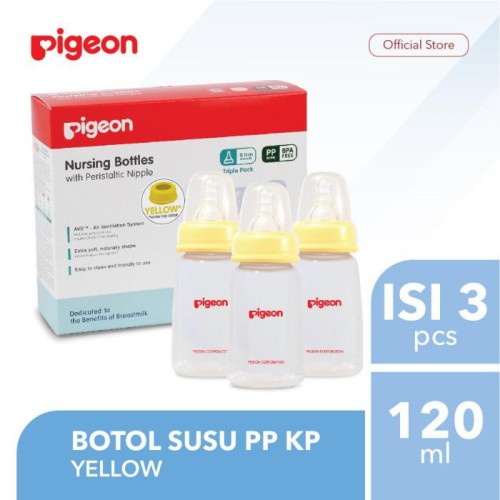 BOTOL PIGEON TRIPLE PACK PP 120ML WITH SILICONE S PR010305 WARNA RANDOM