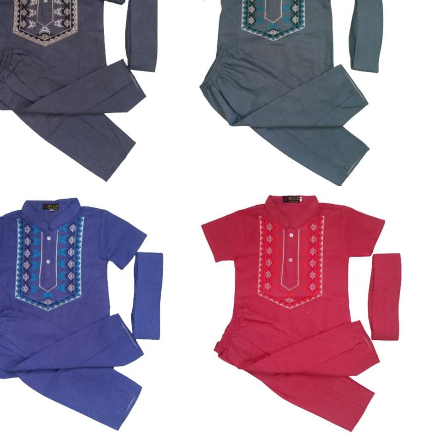 ✪ Setelan Koko Pakistan Bordir Anak Lengan Pendek ➢