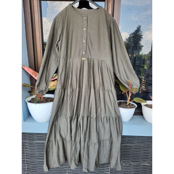 GAMIS MIDI DRESS BAHAN CASSANDRA JEANS | GAMIS JUNE