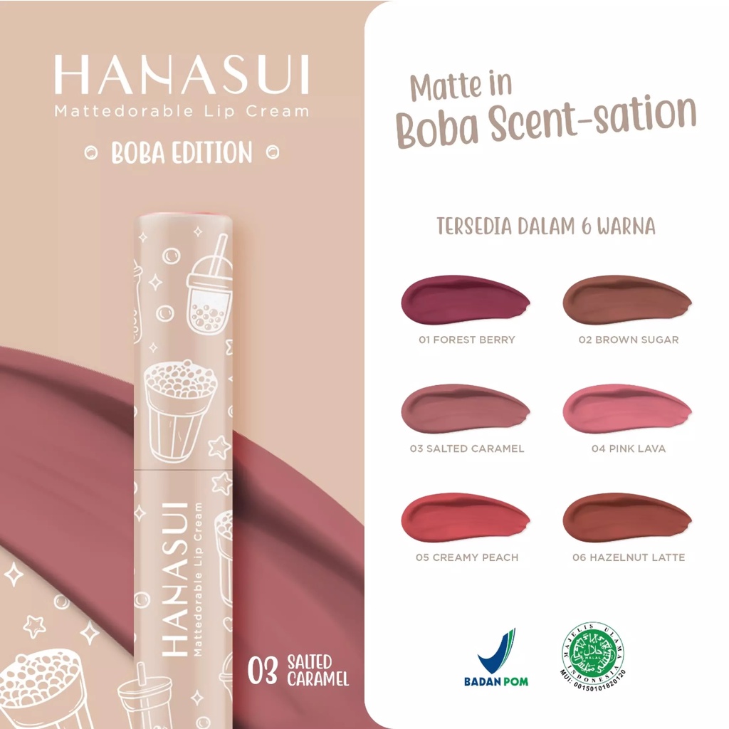 HANASUI MATTEDORABLE LIP CREAM BOBA EDITION 4gr