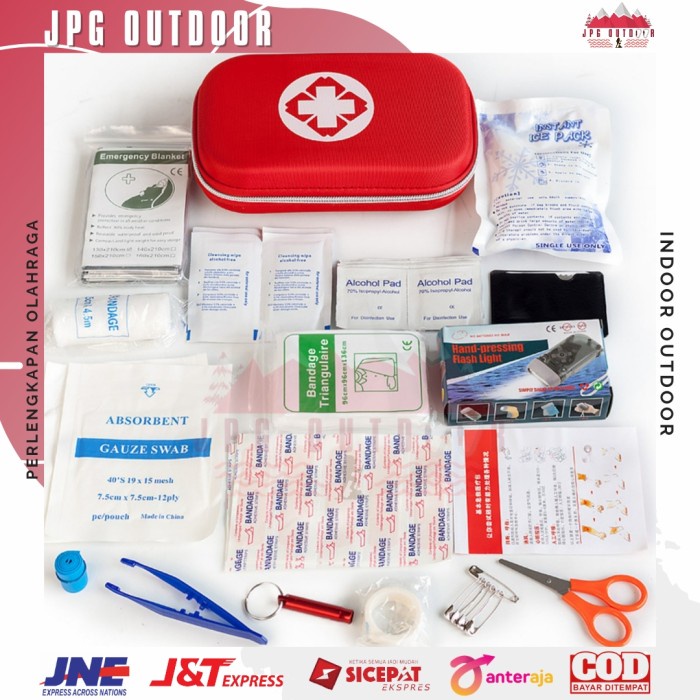 Kotak Tas Obat P3K First Aid Kit 18 in 1 plus isi P3K Emergency Travel Outdoor Survival Kit
