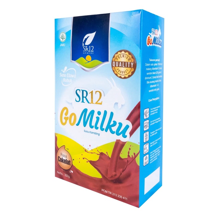 Go Milku Gomilku SR12 Susu Kambing Etawa Murni Bubuk Goat Milk Pelancar Asi Booster Penurun Kolestrol Kolesterol Asam Urat Tanpa Gula Premium Penguat Gigi 200 Gram