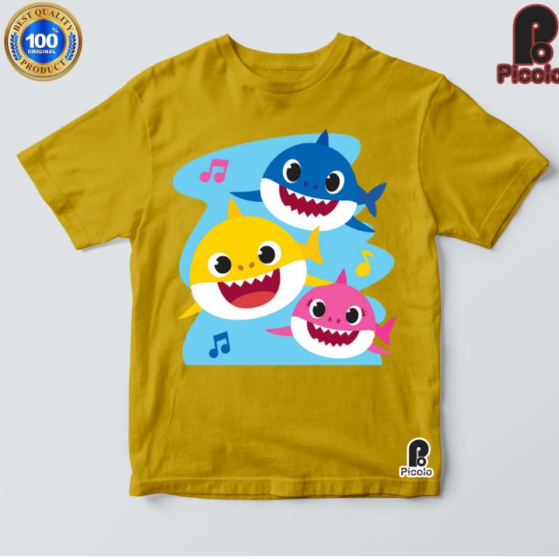 Kaos T-shirt Lengan Pendek Motif Print Kartun Baby Shark Untuk Anak Laki-laki / Perempuan