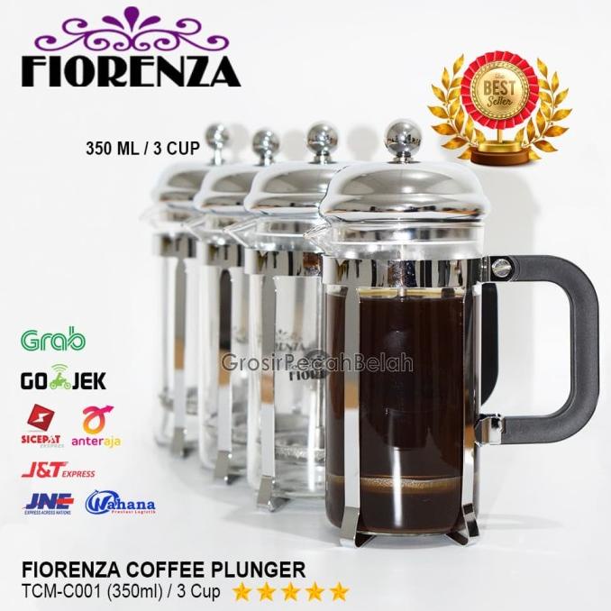 

[ COD ] 3 Cup Coffee Plunger/ French Press/ Tea & Coffee maker Fiorenza 350ml FREE ONGKIR Kode 1020