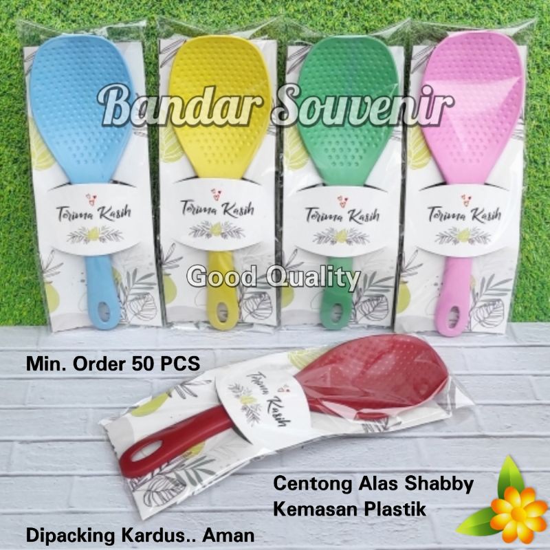 isi 100 Centong Tebal+Alas Shabby dan Dikemas Plastik Souvenir Pernikahan/Khitanan