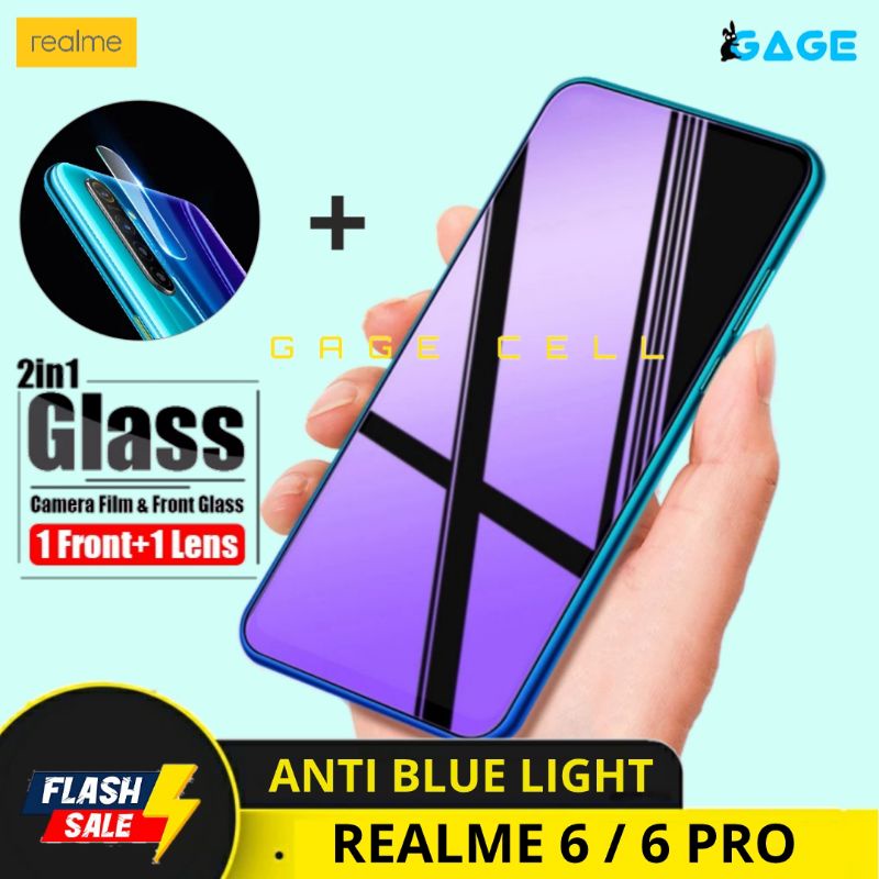 2in1 TEMPERED GLASS TG ANTI GORES BLUE LIGHT FULL LAYAR KAMERA REALME 6 6PRO SCREEN PROTECTOR