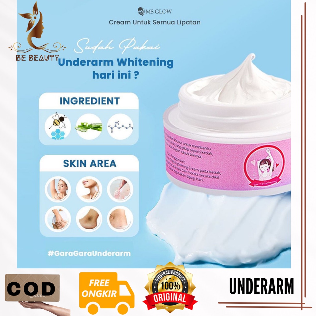 UNDER ARM WHITENING MS GLOW KRIM PEMUTIH LIPATAN TUBUH KRIM KETIAK SIKU LUTUT SELANGKANGAN