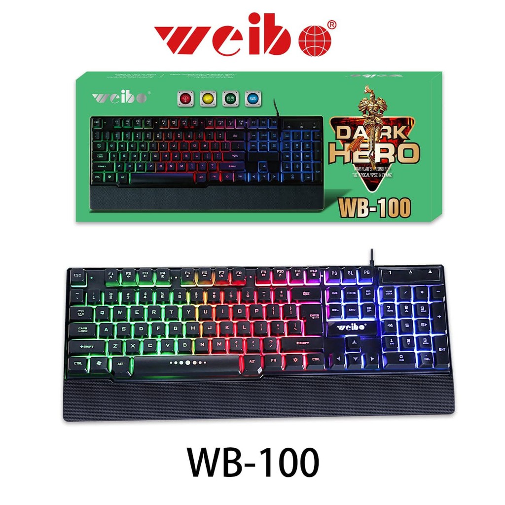 Best Promo! KEYBOARD GAMING WEIBO WB 100 BACKLIGHT GAMER KEYBOARD DARK HERO Sale!