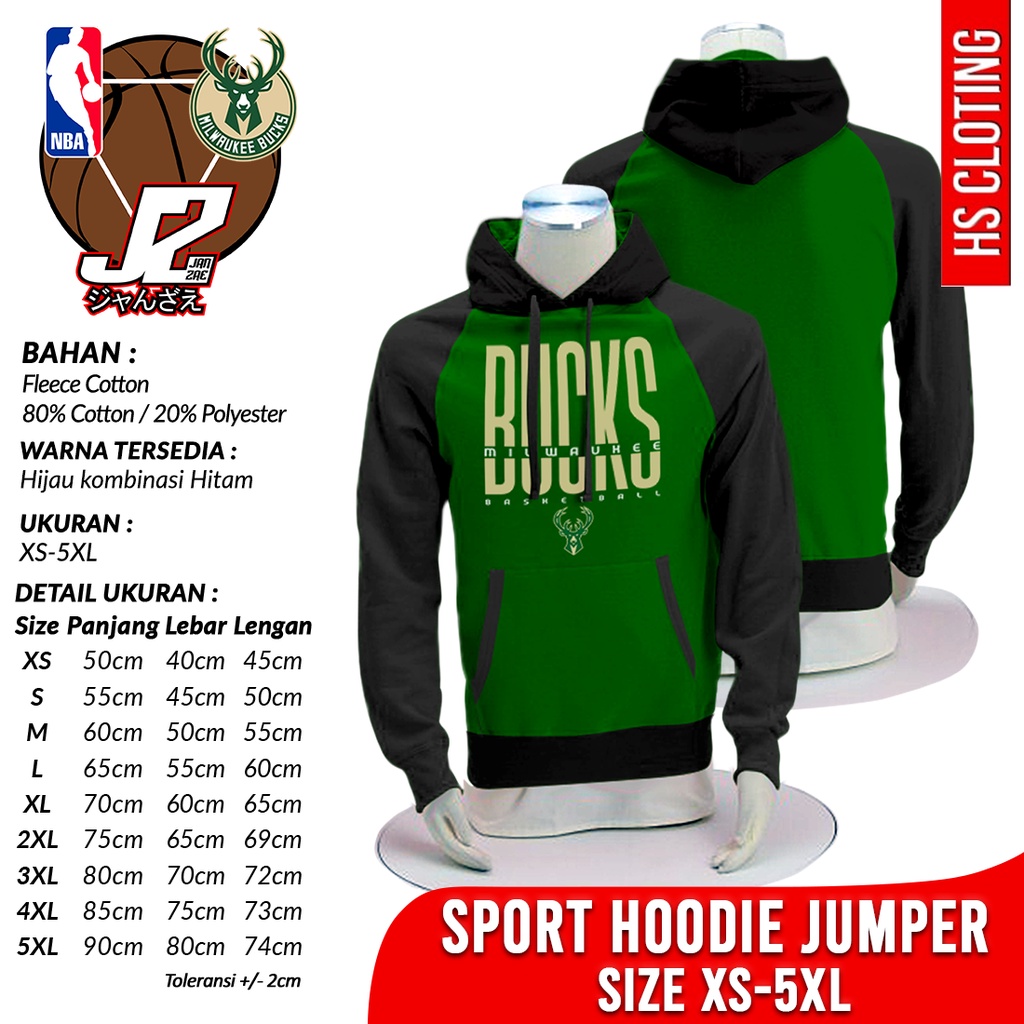 Jaket Basketball XS-5XL MILWAUKEE BUCKS NBA JANZAE Eastern Conference Central Division Team Bola Bas
