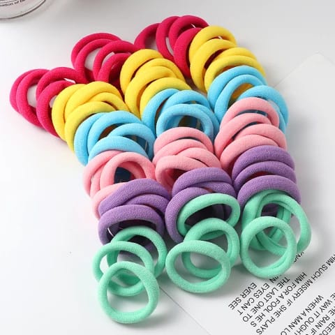 Ikat Rambut Warna Warni Korean Style 6pcs - IKAT RAMBUT PONYTAIL ELASTIS WANITA POLOS KUNCIR ALA KOREA-3