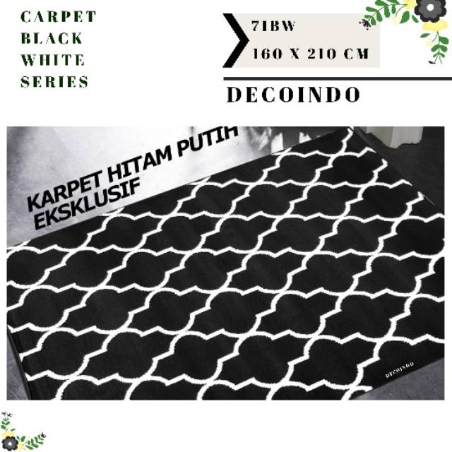 Karpet Lantai Permadani Bulu Hitam Putih 160 x 210 cm - Monochrome