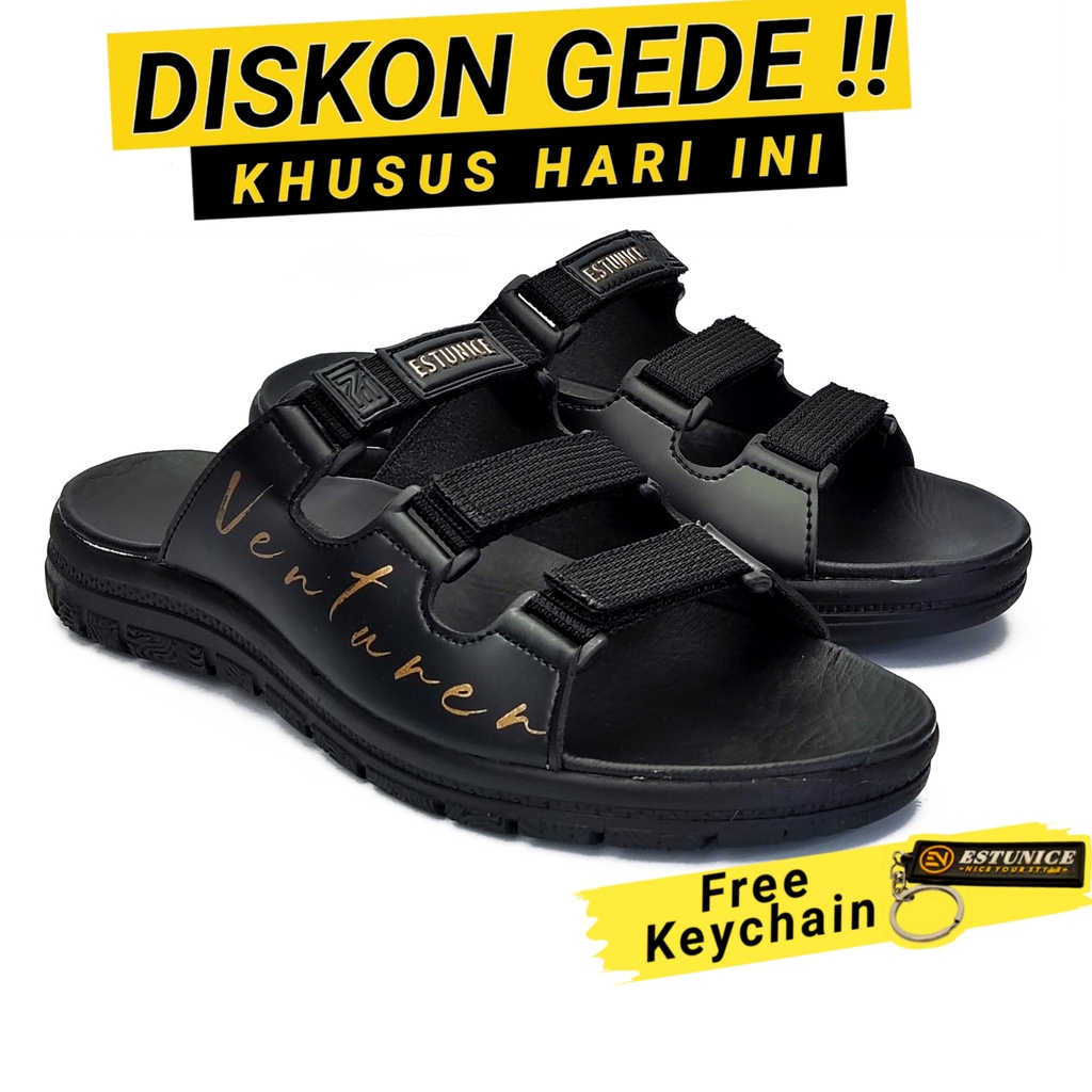 Estunice Sandal Slop Pria Gunung - Venturer G1 Hitam