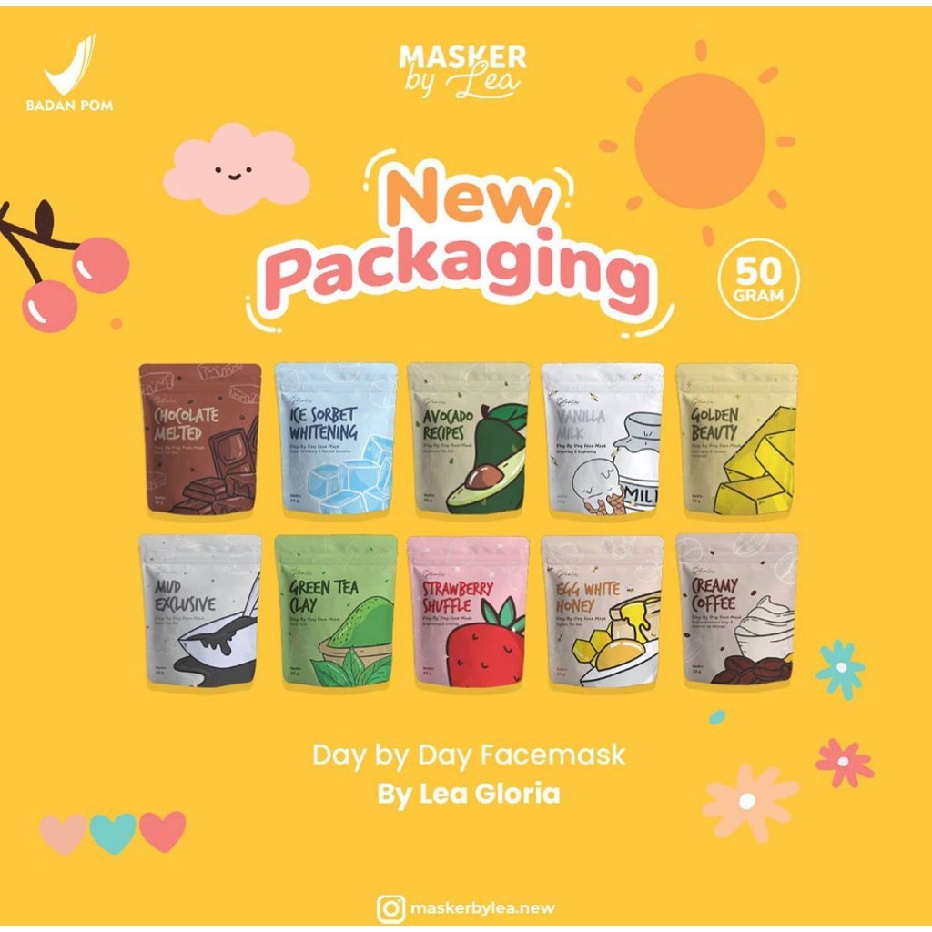 [FREE SPATULA/IKAT RAMBUT] BPOM 50gr Masker Wajah Organik By Lea Gloria 50gr / Masker Lea Gloria 50 