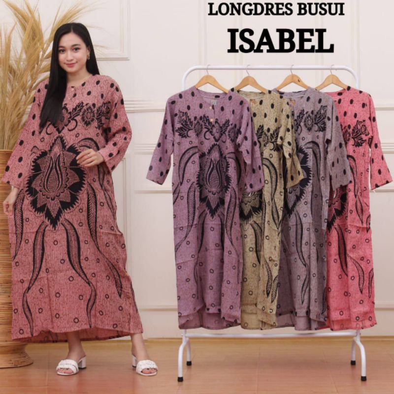 DASTER PANJANG BATIK - BUSUI DADA KANCING - SEMATA KAKI NON RUFFEL - DKAZA STORE-ISABEL