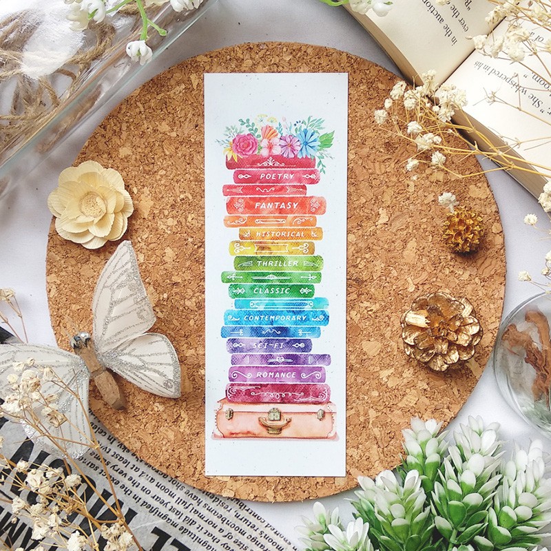 

Rainbow bookstack - bookmark / postcard / print