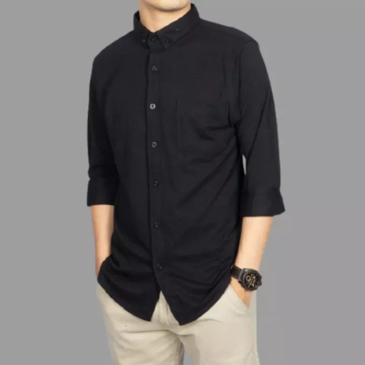 KEMEJA PRIA HITAM POLOS LENGAN PANJANG KEMEJA DISTRO SLIMFIT KASUAL FORMAL KEMEJA HITAM