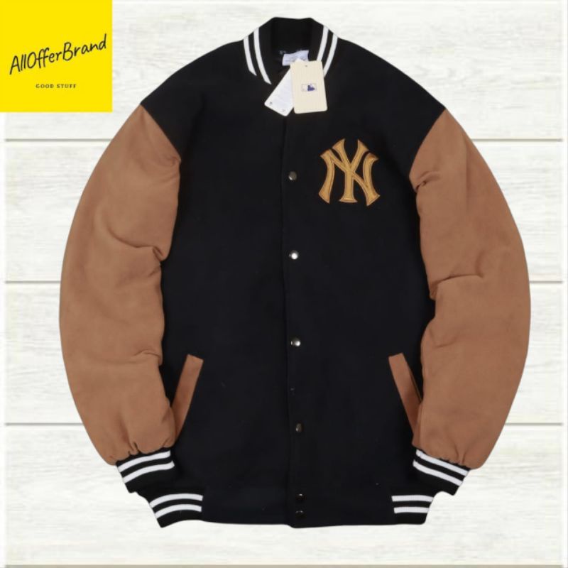 VARSITY JAKET BASEBALL MLB LOGO BORDIR COMBI BORDIR FULL TAG&LABEL, JAKET BASEBALL, JAKET VARSITY, J
