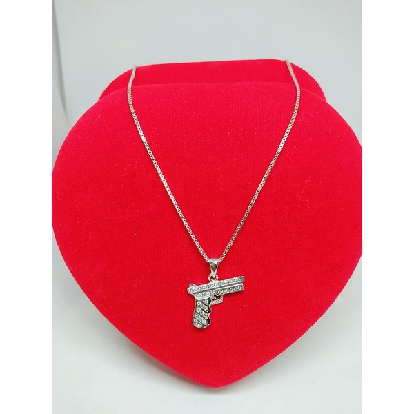 KALUNG PERAK ASLI 925 LAPIS EMAS/KALUNG RANTAI +LIONTIN MATA PUTIH/ASLI SILVER/FASHION WANITA
