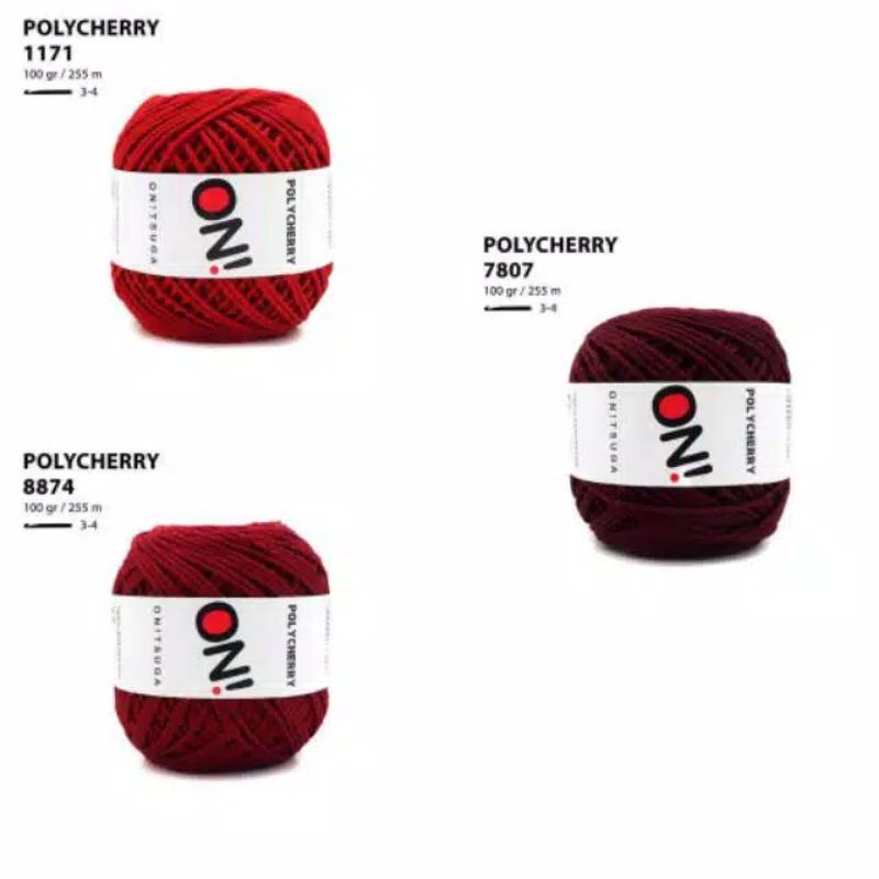 [100gr] polycherry onitsuga crochet yarn - benang rajut polycherry