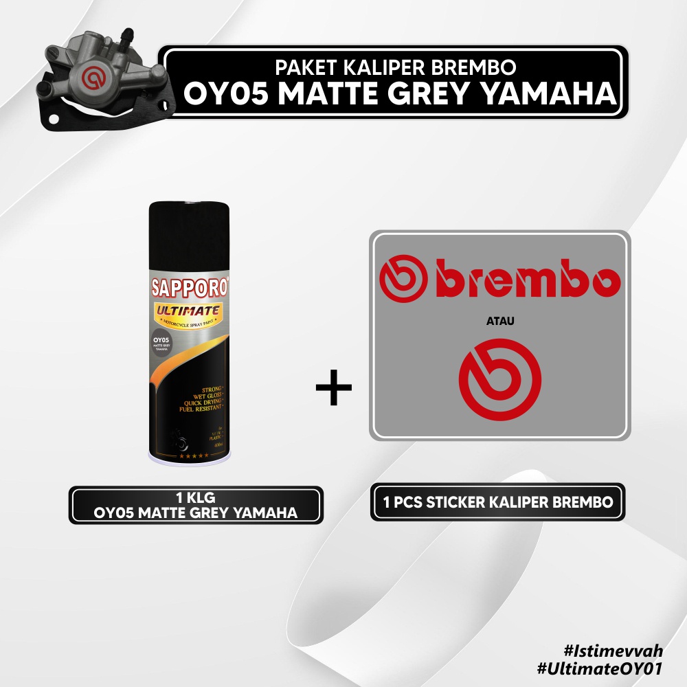 Paket Cat Kaliper Brembo OY05 Matte Grey Yamaha / Sapporo Ultimate / Cat Spray Semprot Aerosol Terbaik