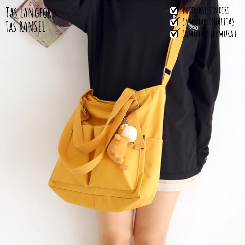 Tas Shoulder Wanita - Selempang Sekolah Kuliah Kerja Model Korea Terbaru Kekinian Fashion Multifungsi Stylish Import Lokal Original Murah Bagus Kapasitas Panjang Traveling Bahu Simple Elegan Casual Perempuan Cewek