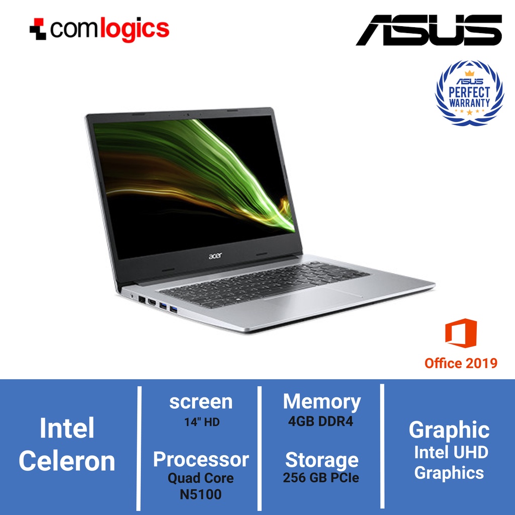 LAPTOP ACER ASPIRE 3 A314 35 C8QL N5100 4/256GB Intel UHD 14" W10+OHS