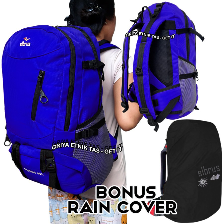 Tas ransel pria 40 Liter bonus jas hujan - Backpack pria Tas punggung