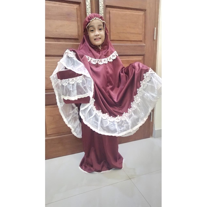 mukena coupel sutra maxksmara premium renda organdi original