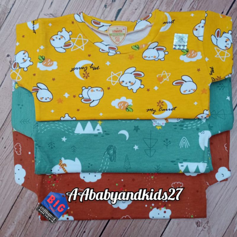 3Pc Kaos Oblong Bayi Full Print Vinata MOTIF RANDOM-Oblong Bayi Vinata Full Print Warna