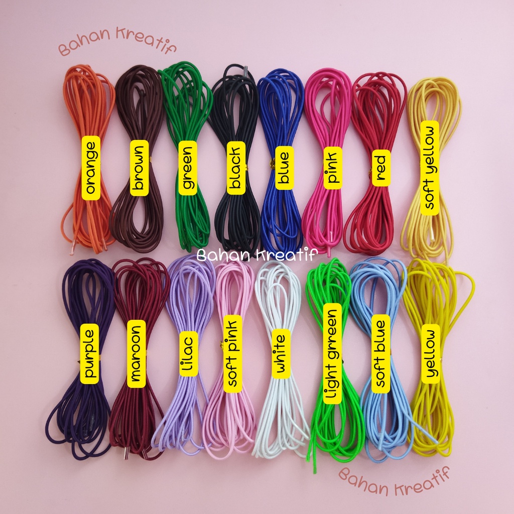 Karet  Elastis Bulat 2mm Meteran Tali Kancing Tali Sengkelit